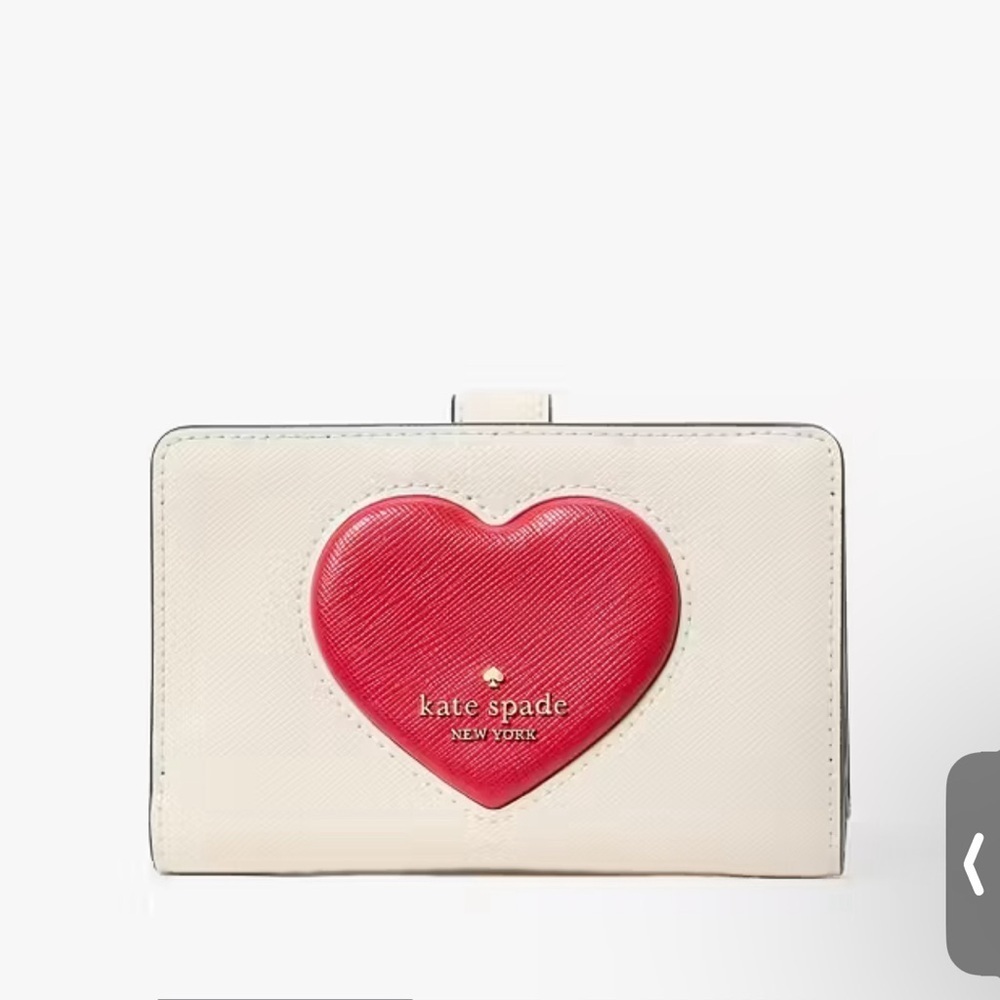 Kate Spade Cream Wallet with Red Heart Accent